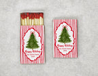 Personalized Christmas Matchboxes - Happy Holidays Watercolor Tree Custom Family Name & Year Design