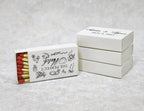 The Perfect Match matchboxes side view with custom names and date