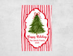 Personalized Christmas Matchboxes - Happy Holidays Watercolor Tree Custom Family Name & Year Design