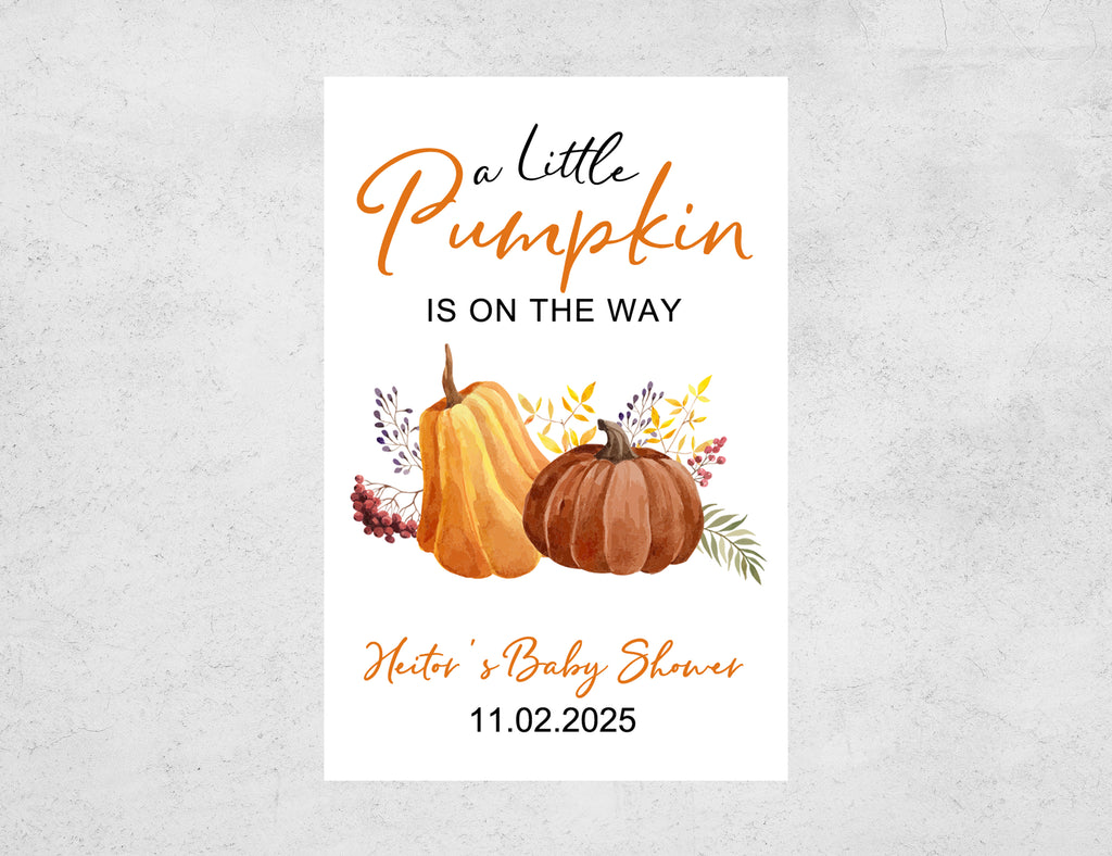 Personalized Baby Shower Matchboxes - A Little Pumpkin Is On The Way Custom Name & Date Design