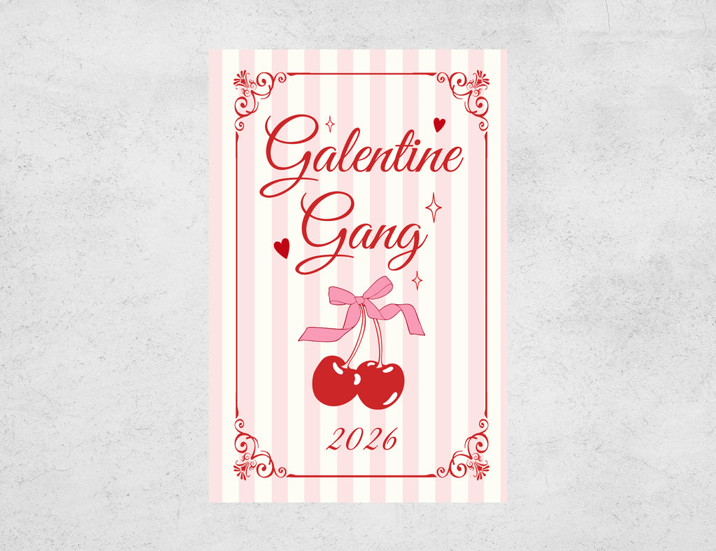 Personalized Galentine's Day Matchboxes - Cherry 'Galentine Gang' Design for Besties