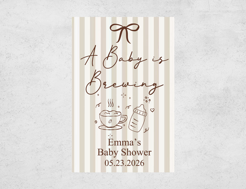 Personalized Baby Shower Matchboxes - A Baby is Brewing Custom Name & Date Design
