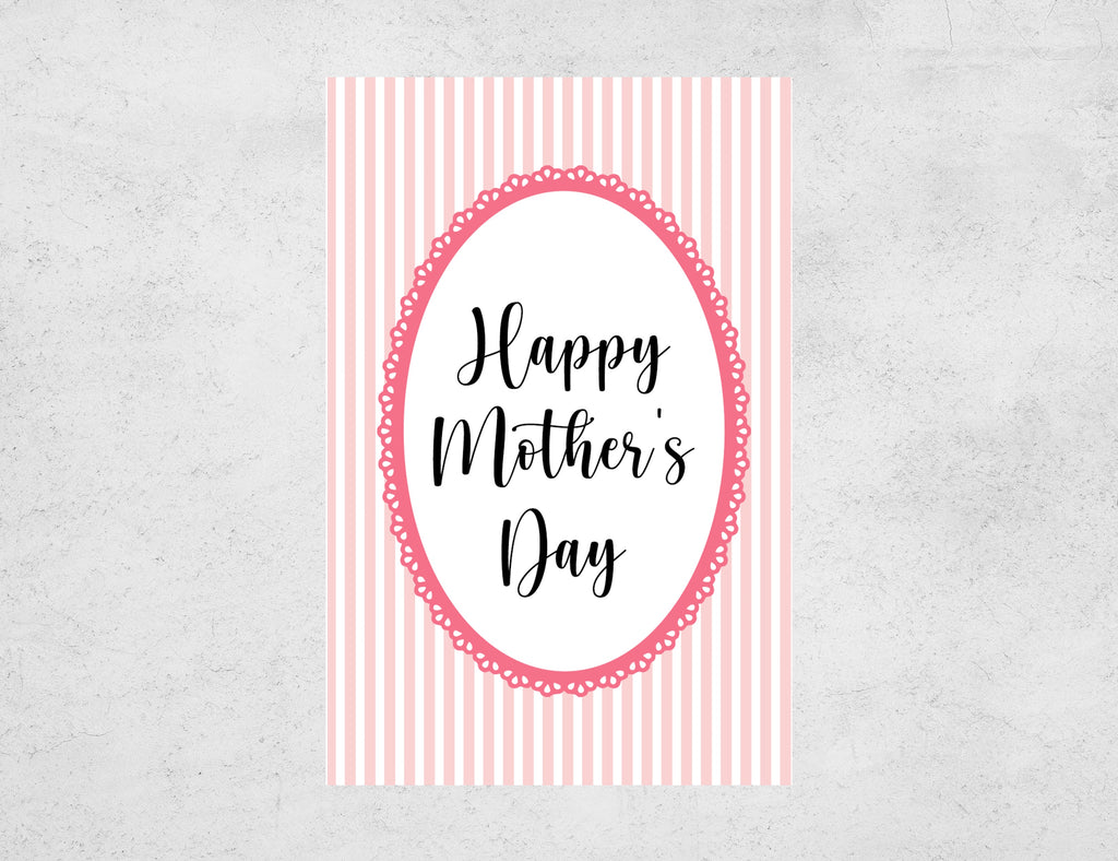 Personalized pink stripe Mothers Day matchboxes with custom photo - front view