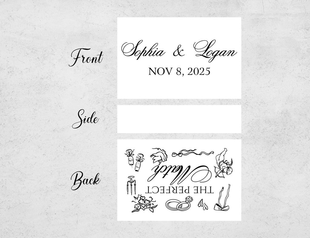 Elegant wedding matchbox with The Perfect Match design