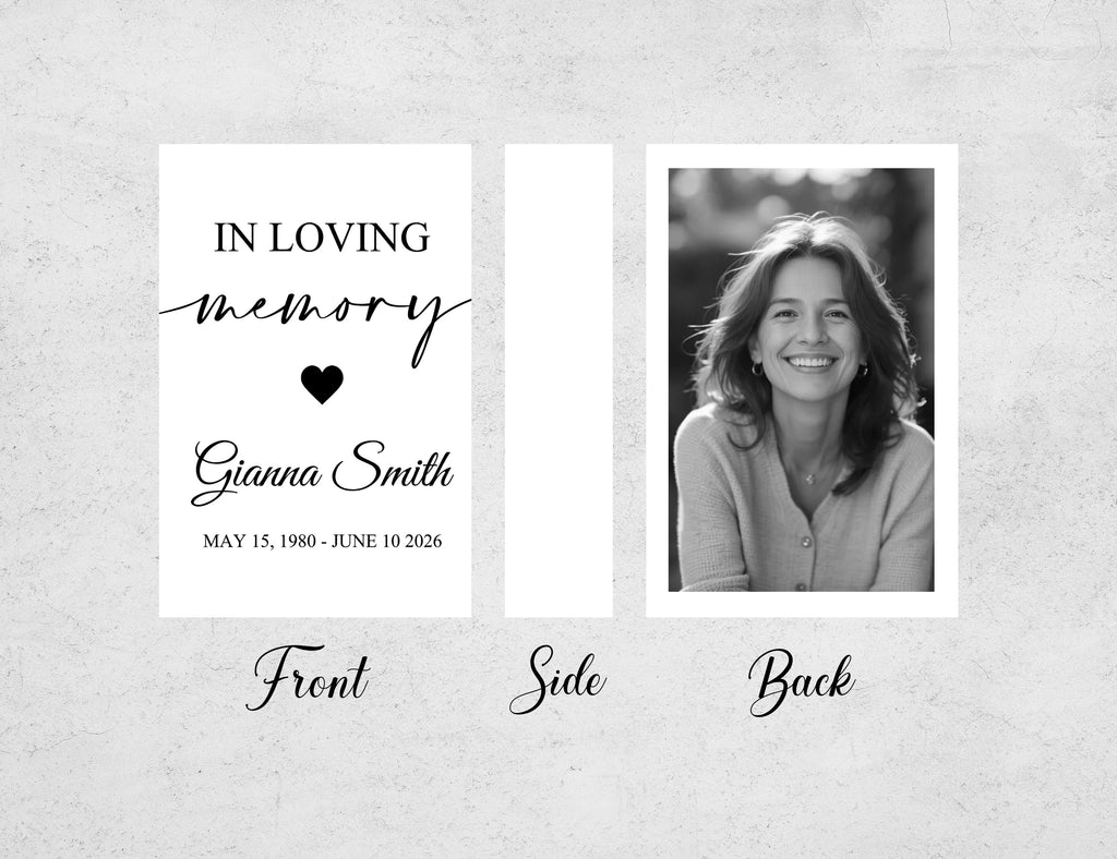 Elegant memorial matchbox with In Loving Memory design