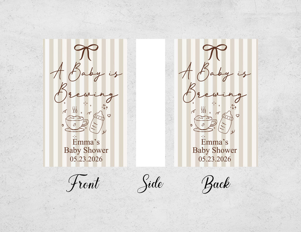 Personalized Baby Shower Matchboxes - A Baby is Brewing Custom Name & Date Design