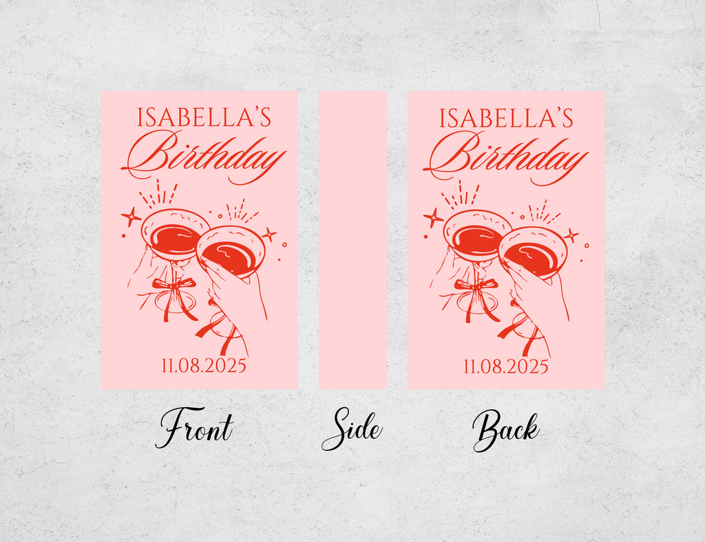 Personalized Birthday Matchboxes - Pink Cheers Custom Name & Date Design