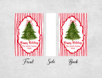 Personalized Christmas Matchboxes - Happy Holidays Watercolor Tree Custom Family Name & Year Design
