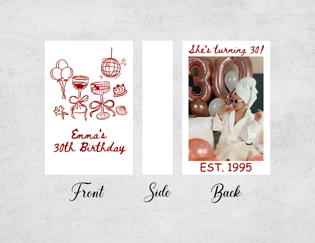 Personalized 30th Birthday Matchboxes - She's Turning 30 Custom Photo & Name Design