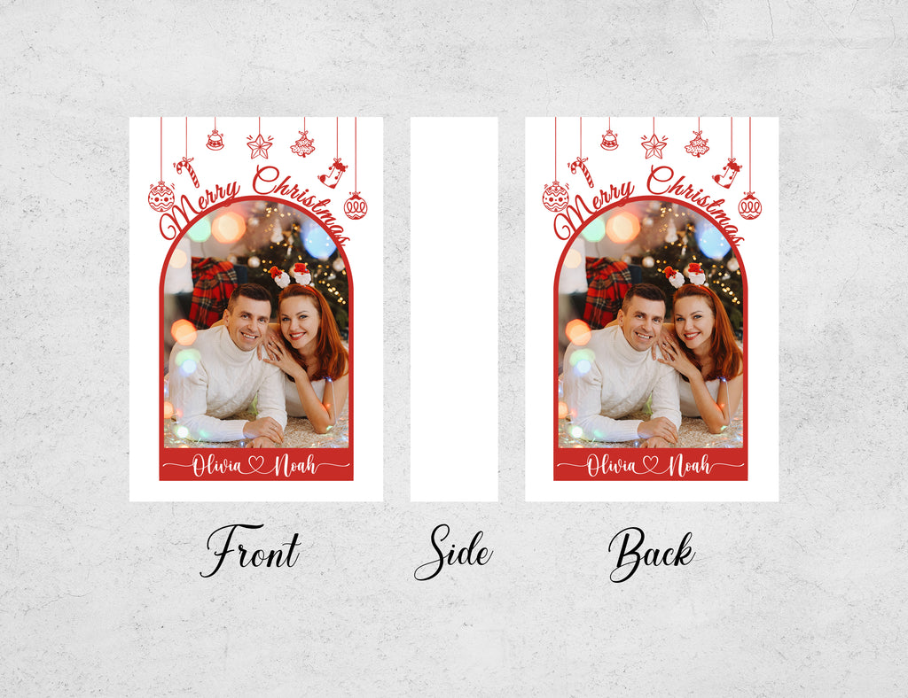 Personalized Christmas Matchboxes - Merry Christmas Couple Custom Photo & Names Design