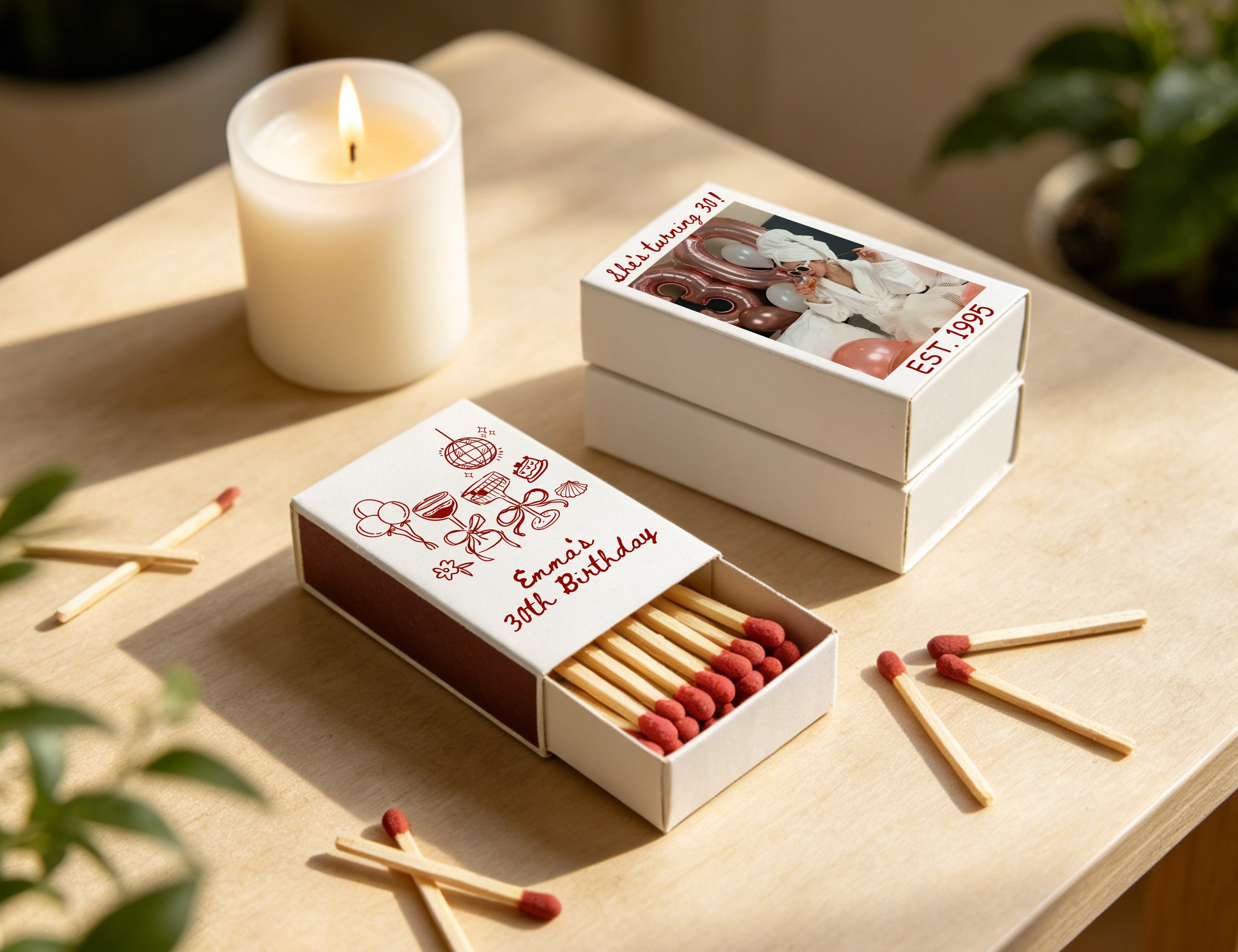 Personalized 30th Birthday Matchboxes - She's Turning 30 Custom Photo & Name Design