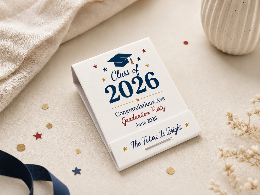 Personalized Graduation Matchbooks - Front view product showcase with custom design