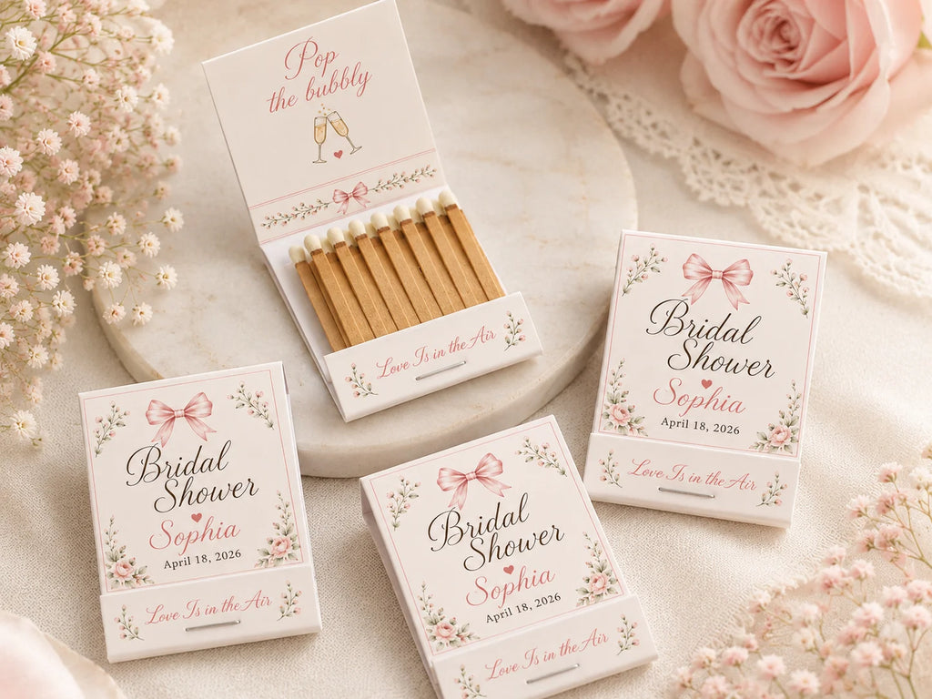 Personalized Wedding Matchbooks - Side view showing matchbook thickness and quality