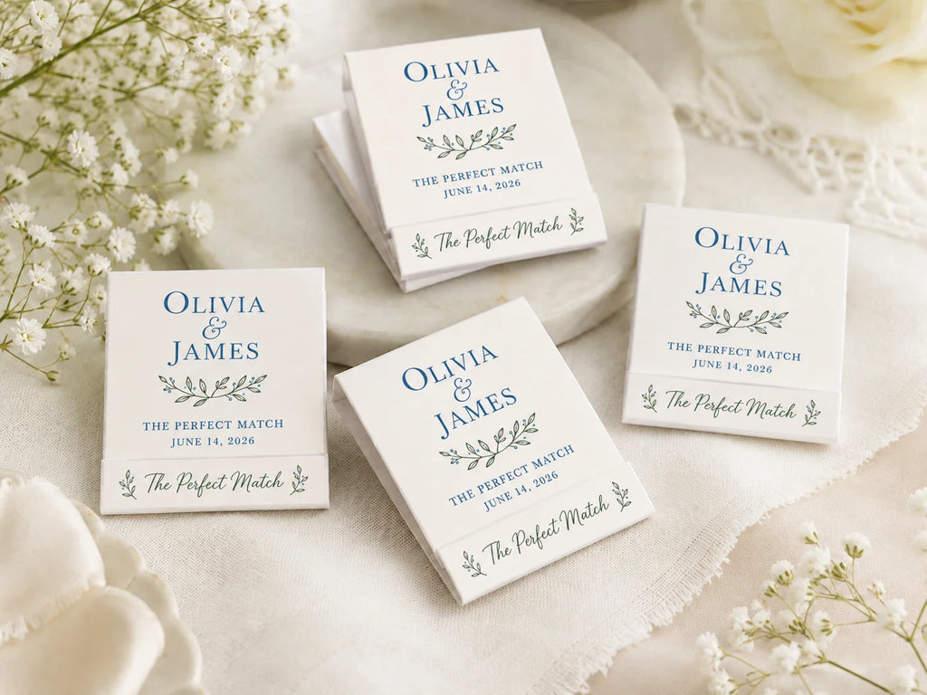 Personalized Baby Shower Matchbooks - Opened view with 20 matches and custom printing inside