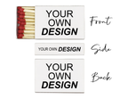 Design your own three-sided custom matchbox - front view with colored matches