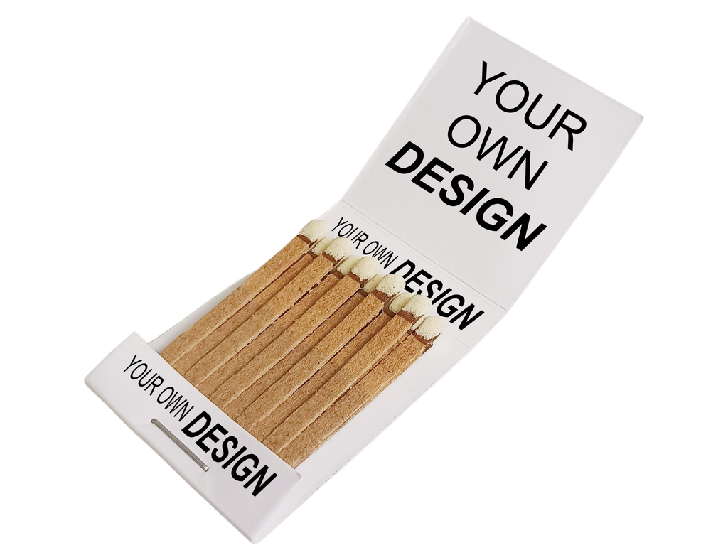 Custom full-surface matchbook open view showing inside printing