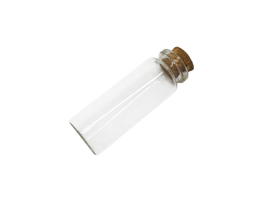 Short slim glass match bottle side view with custom UV printed design