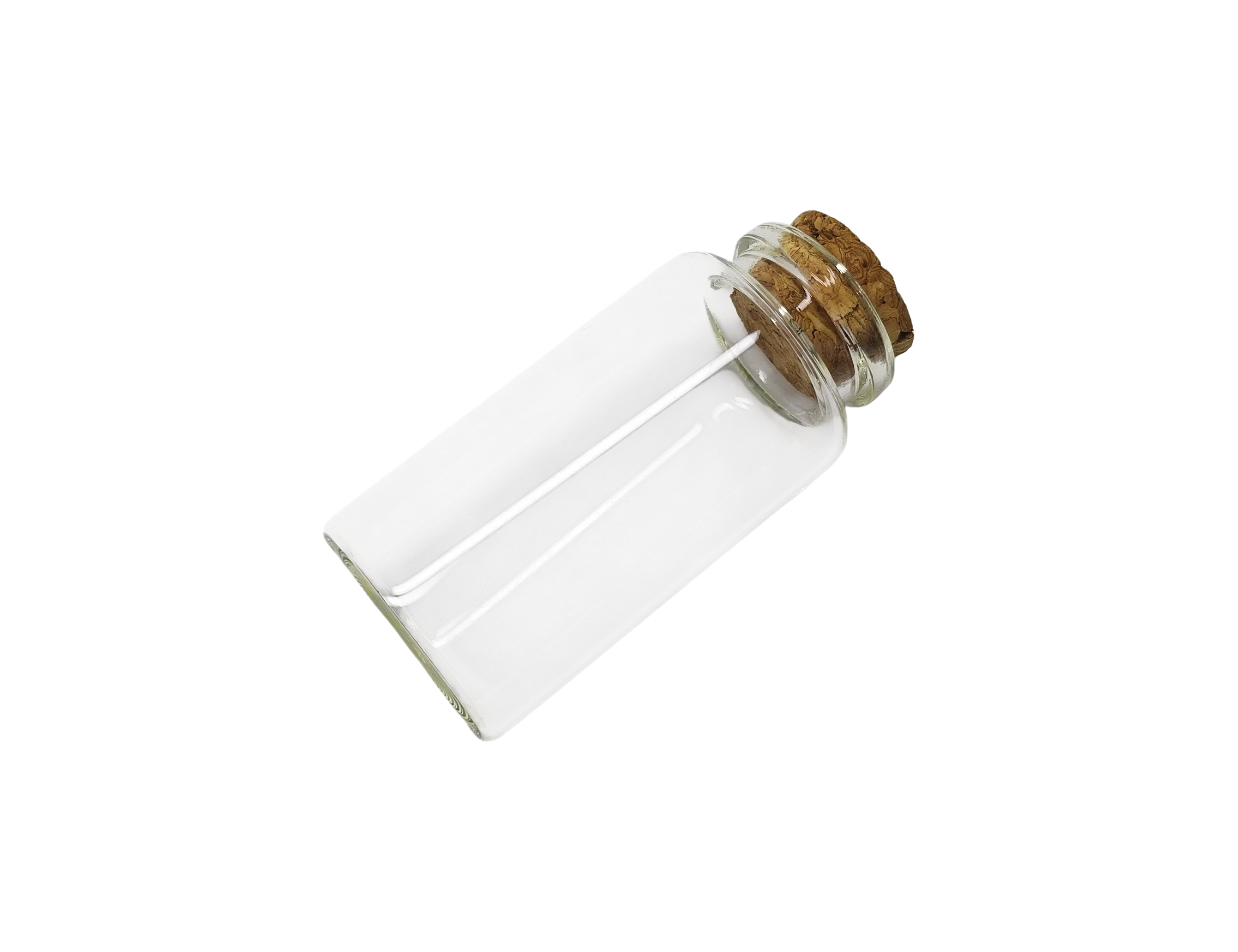 Short wide glass match bottle side view with custom UV printed design