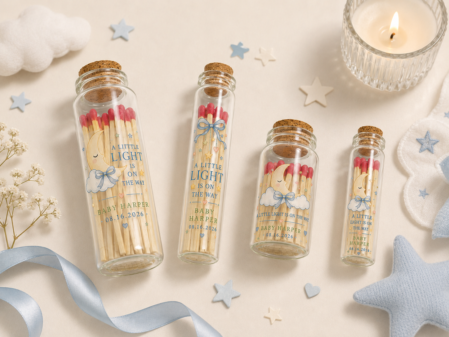 Elegant glass bottle with moon and stars design